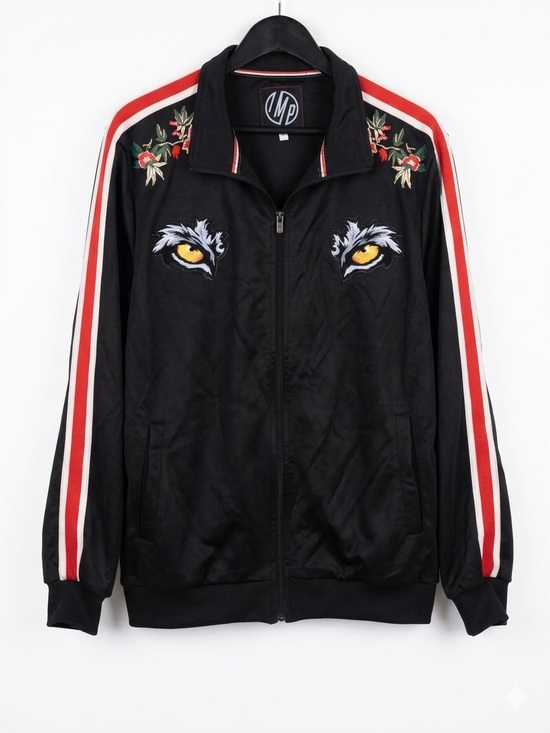 IMP Other - IMP Japan/ Black Embroidered Eye Track Jacket with Red Stripes